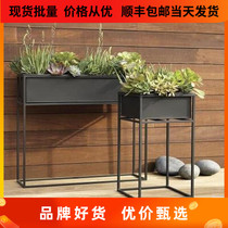 Outdoor Wrought iron flower bed Flower tube Flower stand Flower stand Flower vase Green plant gardening flower box Flower trough Pastoral planting