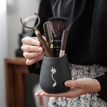 Tea ceremony six gentlemen set Ebony kung fu tea set spare parts solid wood Tea Needle tea brush combination 6