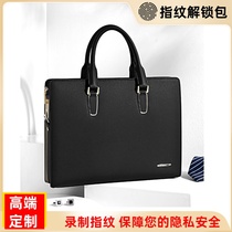 Handbag mens leather 2021 new trend fingerprint unlock briefcase business large-capacity simple shoulder messenger bag