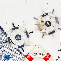 Mediterranean ornaments steering wheel rudder anchor helmsman wall ornaments childrens room living room creative craft hemp rope