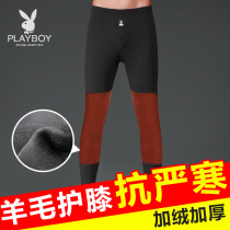 Playboy mens warm pants velvet thickened autumn pants mens wool bottom line pants lint pants moisture absorption and heating winter