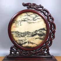 Mahogany inlaid marble screen wind-ZT7618