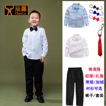 Play out the boys white shirt spring and summer CUHK children perform baby boys school uniform woman long sleeve inch suit