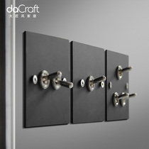 Nordic simple loft wind black metal lever switch 86 type hotel B & B retro multi-purpose socket panel