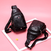 2021 new mens chest bag Han version Tide Single Shoulder Inclined Cross Bag Mens Bag Outdoor Leisure Chest Front Backpack Soft Leather Bag