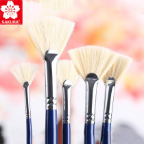Cherry blossom bristle fan-shaped oil painting pen 137 long rod brush Blue rod acrylic oil painting gouache paint brush