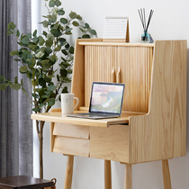 Nordic small apartment solid wood dressing table with lights simple modern bedroom Net red ins makeup bedside cabinet