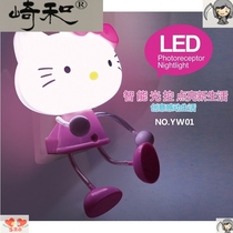 KT cat LED light control induction night light Energy saving creative bedside light lamp Baby night light Plug-in bedroom