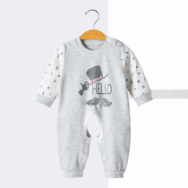 Baby jumpsuit 0-1 year old spring and autumn shoulder buckle crotch romper Newborn clothes 0-3 months long-sleeved climbing suit spring