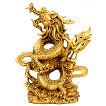 Juyuange Pavilion Dragon Ornaments Chinese Blue Dragon Grab Zhu Zodiac Dragon Retro Home Living Room Office Decoration Crafts