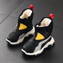 Snow Ground Cotton 2021 Winter New Boy Sports Shoes Leather Face Warm Waterproof Thickened Girl High Help Snowy Boots