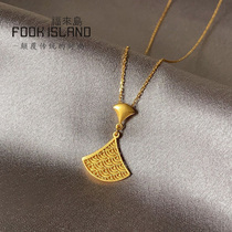 Fulai Island Gold Necklace Pendant Pure Gold 999 Pendant Ancient Gold Double Filigree Fan Pendant Ladies Pendant