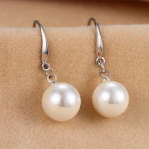 New Korean temperament 925 pure silver ear ring long section pearl earbuds ear-ear hook brief anti-allergy female gift