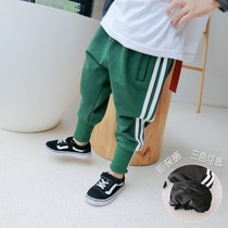 2021 New Childrens clothing Spring and Autumn Children Korean Boy Harlem Pants Knitted Pants Baby Casual Big PP Sports Pants