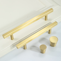 Light extravagant gold pure copper handle cabinet door modern minimalist cabinet door handle drawer wardrobe handle single hole square strip