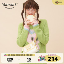 VANWALK outing series Original lovely girl Cambridge with a hundred-day system cream sloping shoulder bag with a single shoulder bag