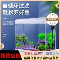 Begindy self-circulating fish tank small desktop mute home aquarium eco-sloth free water glass gold fish tank