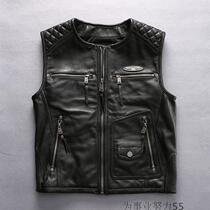 Haremens leather waistcoat Leather Waistcoat Multi-Pocket Thickened Bull Leather Locomotive Suit Waistcoat Leather Vest