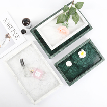 Natural marble tray bathroom cosmetics jewelry storage plate Nordic style room hotel decorations ornaments