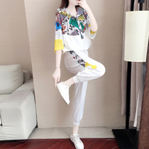 Hong Kong trendy brand sports and leisure suit womens 2021 spring new Korean version of the foreign style age reduction loose fashion two-piece set