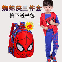 Childrens clothing spring and autumn boys new Spiderman suit boy sweater children three children baby clothes spring and autumn