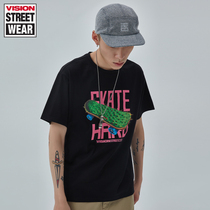 VISION STREET WEAR Street Trend Skateboard T-shirt Short Sleeve Printed Round Neck Half Sleeve Summer Male and Female Same