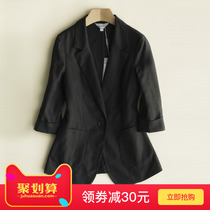 Cotton and hemp blazer womens thin 2021 summer new medium-long Korean version of chic linen cotton casual suit