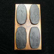 Spring summer autumn and winter Four beautiful set of inkstone Pure hand carved double-sided rough stone Shexian inkstone Wenfang Hui ink Xuan paper Lake pen lone product inkstone