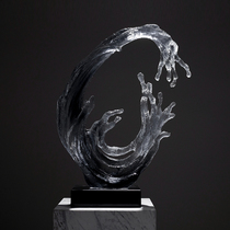 Hemp Noodles Ink Black Resin Water Pendulum Piece Blessing Hotel Lobby-Like Board Room Commercial Space Clubhouse Restaurant Feng Shui