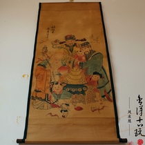 Antique calligraphy and painting Chinese painting Celebrity calligraphy and painting Middle hall painting Living room hanging painting Landscape painting Fu Lu Shou Three-star map has been mounted