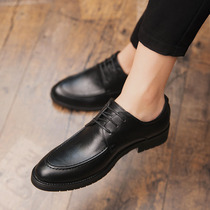 2022 new Summer Inron Leisure shoes Trend Korean version heightening business hairstylist Male shoes leather shoes Mens black