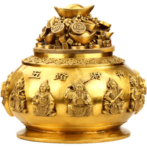 Juyuanpai Brass Five Road God of Wealth Cornucopia Eight Immortals Cornery Treasure Pair Cang Home Office Decoration