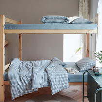 Simple plate students all cotton wash cotton four pieces of stripes sleeping naked sleeping up and down pure cotton three pieces of blue and white grade