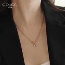 Light luxury niche design sense heart necklace female 2021 new summer ins hip hop choker titanium steel accessories tide