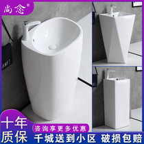 Siamese floor-standing column basin hotel balcony wash basin toilet Siamese column wash table integrated art basin