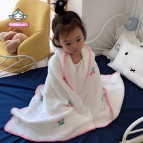 Foreign trade ins children multi-function blanket cotton cute cherry rocket crocodile embroidery six-layer yarn bath towel cover