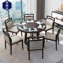 Modern Chinese Restaurant Furniture New Chinese Style Dining Table And Chairs Hotel Bag Compartment Combined Dining Table And Chairs Bag Room Furniture Custom