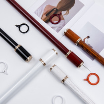 Upscale modern simple wood grain cylinder head Roman pole bracket window curtain rod custom single-lever ring double pole rail mounting