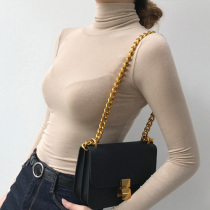 On the same day hair Korean hand a good thing inside beige high collar slim base shirt AU389