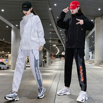 Sports Suit Women Fall Fashion Tide Cards Casual Wear 2022 Early Autumn New Loose Foreign Air Tooling Two Sets