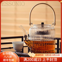ESSONIO glass teapot electric pottery stove black and white tea kettle steamed tea cooker set Japanese home lifting beam pot