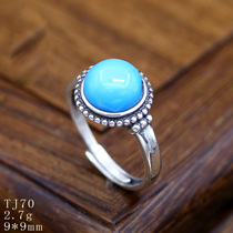 S925 pure silver female ring hollow to inlaid amber wax green pine stone ring face retro colour opening ring to female 9 * 9