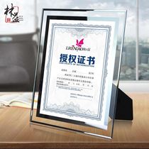 Certificate frame Honor certificate frame Patent photo frame Wall hanging design Print A4 authorization letter frame Glass crystal table