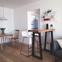 Retro solid wood wall small bar home table and chair combination modern simple high foot long Cafe casual bar