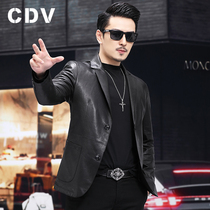 Tanning Sheepskin Haining leather leather mens small suit short suit collar casual business jacket slim jacket