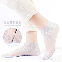 Stockings womens lace lace mesh socks shallow boat socks pure cotton bottom spring and autumn thin spring and summer socks