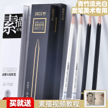 Green bamboo streamer white gold black charcoal pen Art sketch sketch sketch carbon pen soft and hard charcoal pencil 14B beginner professional painting sketch examination art test special charcoal pencil pencil