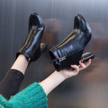 Net red thick-heeled high heels womens 2021 autumn and summer new Korean version of wild womens shoes autumn and winter models velvet Martin boots