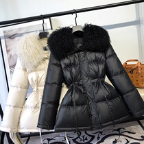 MRMW2021 winter wear new Korean short Lamb hair collar down jacket female temperament lace waist slim coat