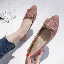 Single shoes female 2021 summer students Korean version of Joker shallow black pointed ladyshoes fashion retro flat work shoes